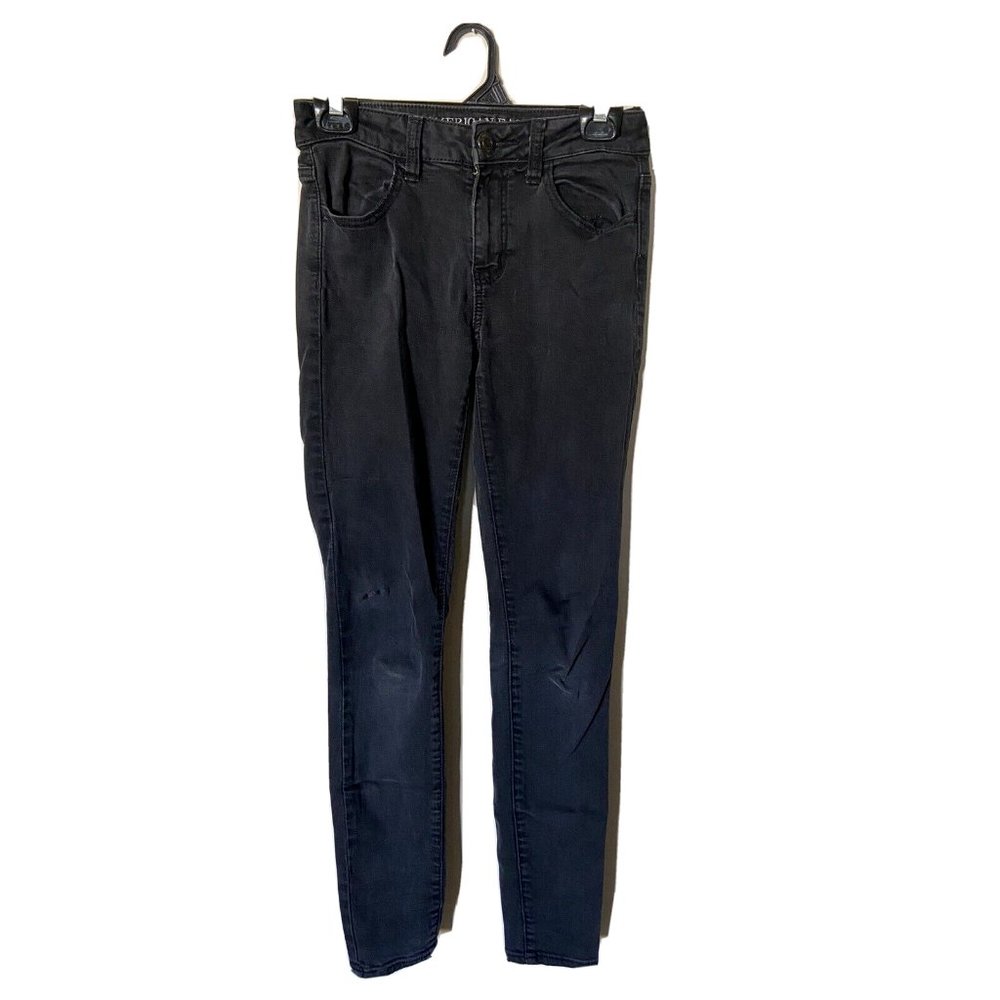 American Eagle Womens Jeans 2 Black Denim Skinny High Rise Jegging